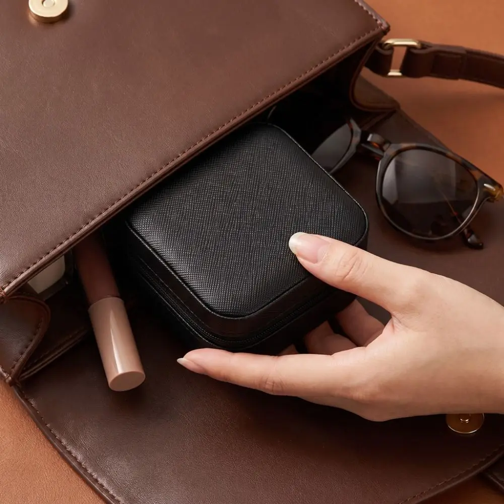 Storage Square Jewelry Organizer Box PU Leather Stackable Jewelry Storage Box Portable with Compartment Jewelry Display Box Gift
