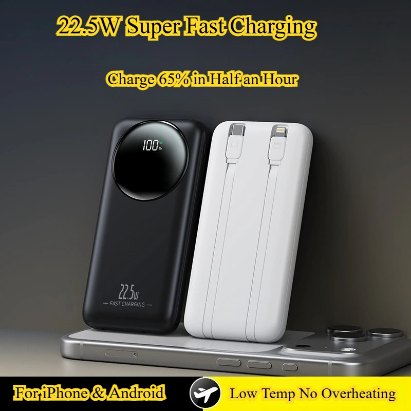 3C Certified 22.5W Super Fast Charging Power Bank, 20000mAh Large Capacity, Digital Display, Airplane-Approved
