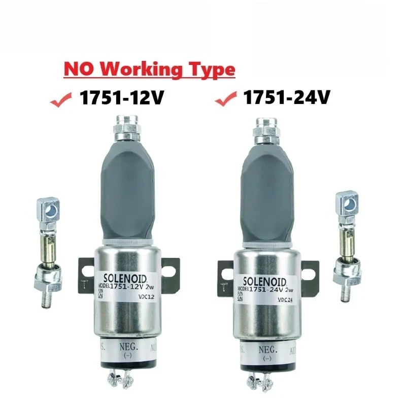 1751 NO Type Fuel Cut Off Solenoid Valve DC12V 24V Diesel Engine Shutdown Flameout Stop Switch Generator Replacement Spare Parts