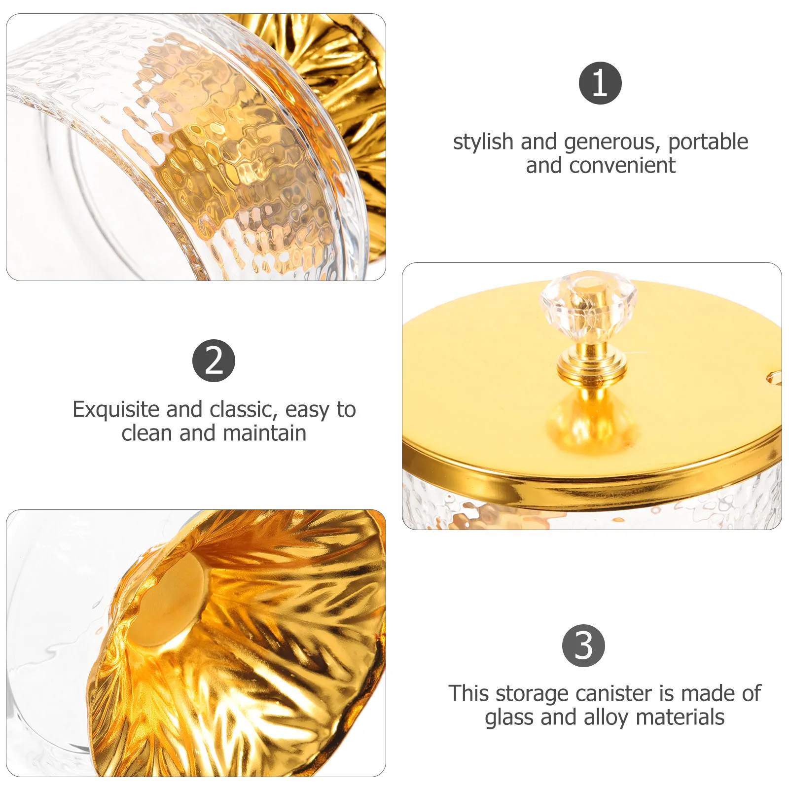 

Iron Art Glass Container Decorative Canister for Pantry Counter Kitchen Sugar Salt Storage with Lid and Spoon Elegant Design