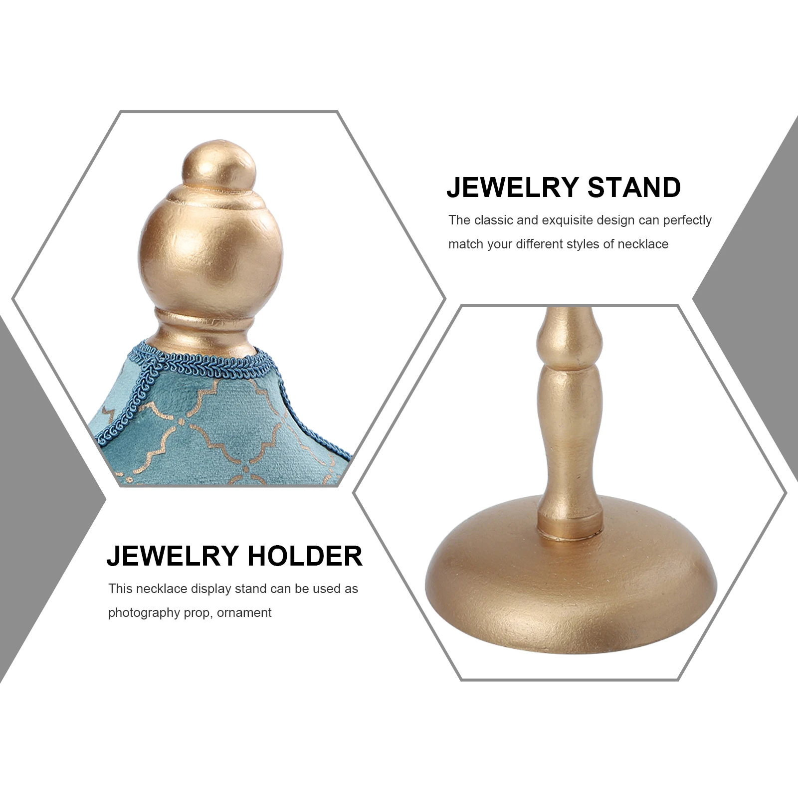 

1Pc Golden Stamping Jewelry St Necklace Display Holder Wooden Base Classic Design Home Decor Travel Accessory ganizer