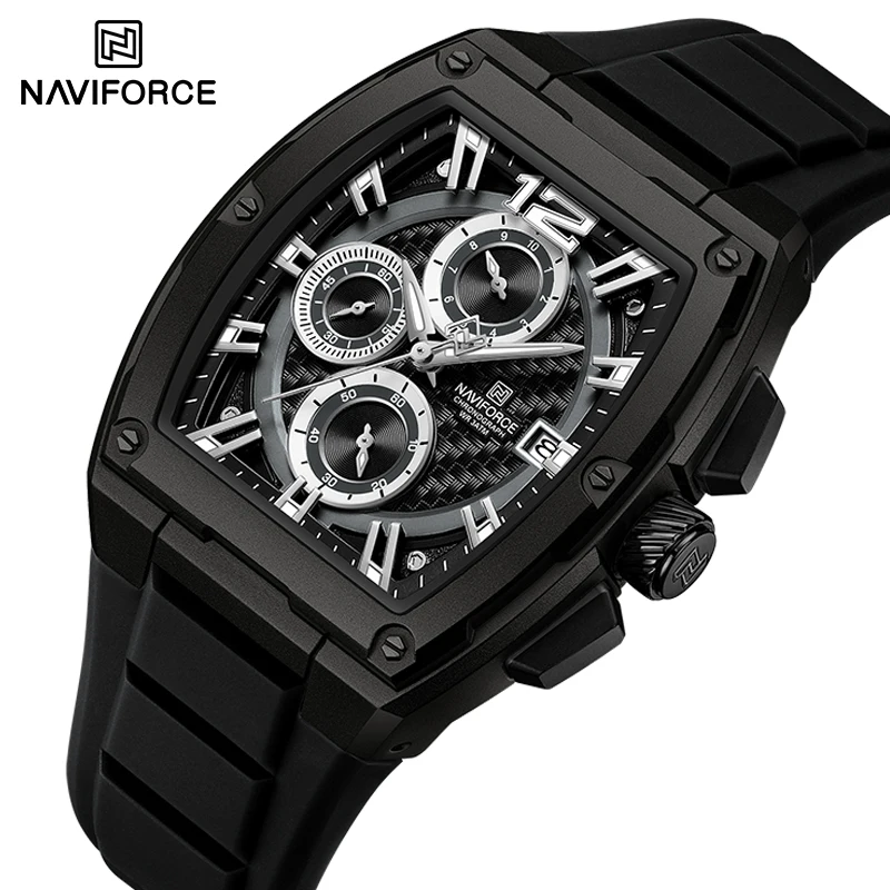 

NAVIFORCE New Brand Men's Quartz Chronograph Watches Male Waterproof Silicone Strap Fashion Wristwatch for Man Relogio Masculino