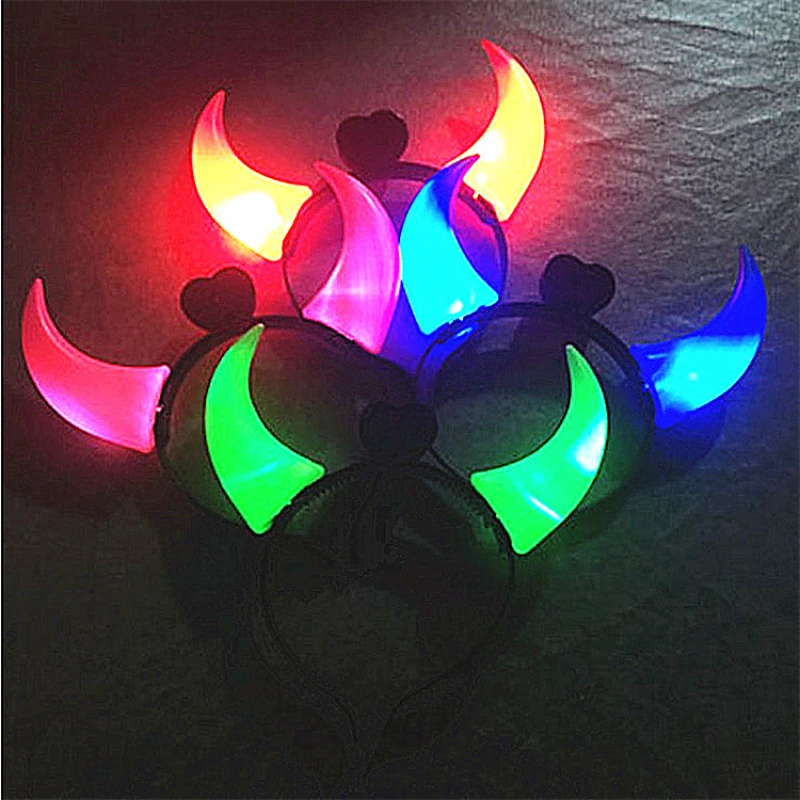 

10pcs LED Light Up Devil Horns Headband Devil Hair Hoops Flashing Headband Halloween Decor Devil Horns Headband Party Decor