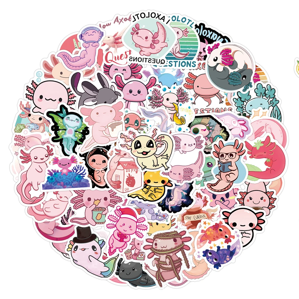 10/30/50/100pcs Cute Cartoon Animal Axolotl Graffiti Stickers Laptop Fridge Travel Luggage Decoration Scrapbooking Sticker Decal
