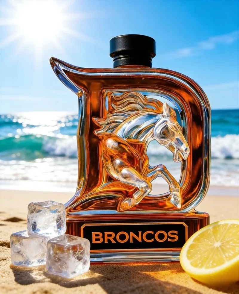 Novelty 3D Horse Design Glass Decanter, Crown Stopper Whiskey Bottle, Man Cave Bar Decor for Sports Enthusiasts