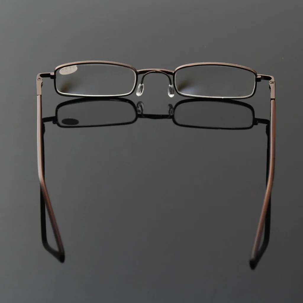 Portable Rectangular Metal Reading Glasses Pocket Sized Comfortable Eyewear for Women Men Computer Eyeglasses 1.0-4.0