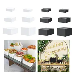 6 Pieces Acrylic Cube Display Box Riser Nesting Riser Table Stand Food Display Stand Food Riser for Collection Cake Jewelry