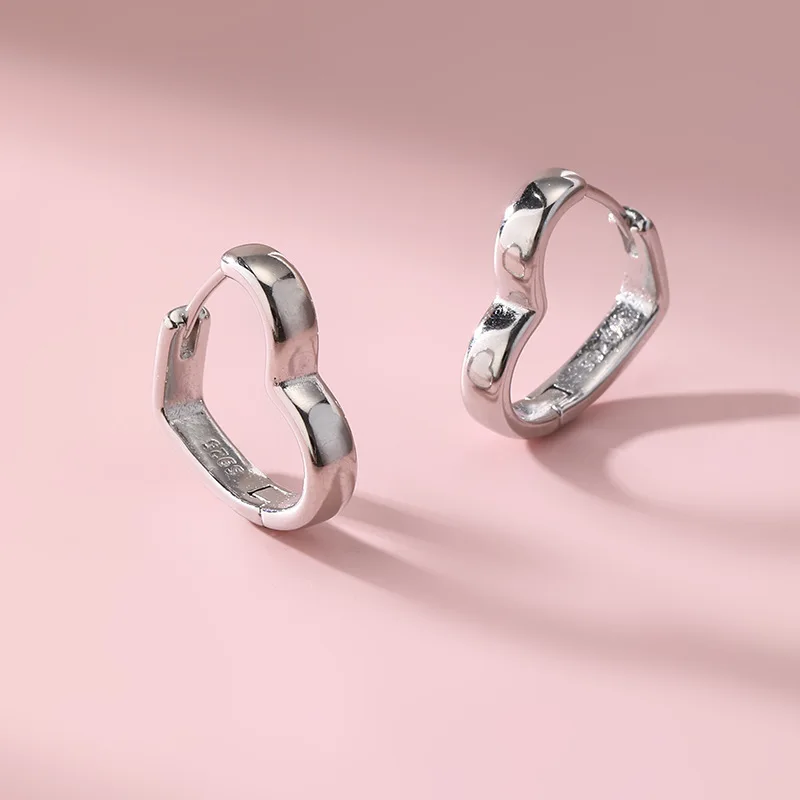 925 Sterling Silber Herz-Ohrringe für Frauen, Schlichte Elegante Hochzeitsschmuck-Accessoires – Detail 2