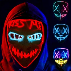 Masque de purge LED néon sans fil pour Halloween, masques de fête Tim ade, lumière qui grandit dans le noir, masque d'horreur, masque lumineux