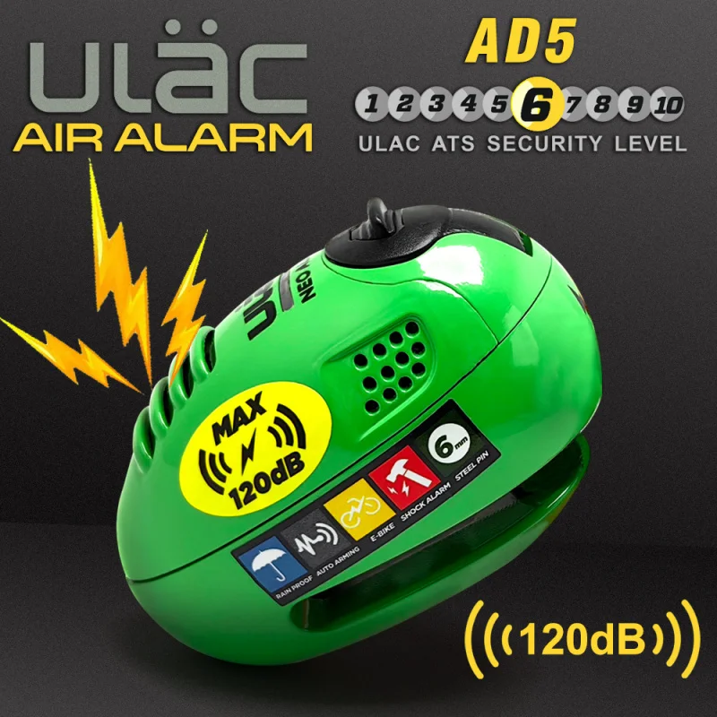 

Ulac Motorcycle E-bike bike Disc Brake Alarm Lock with 120 dB Sound