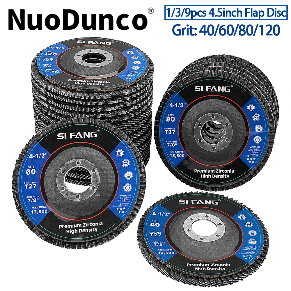 1/3/9pcs 115mm Flap Discs T27 Zirconia Abrasive Grinding Wheel 40/60/80/120 Grit Grinder Abrasive Sanding Disc For Angle Grinder