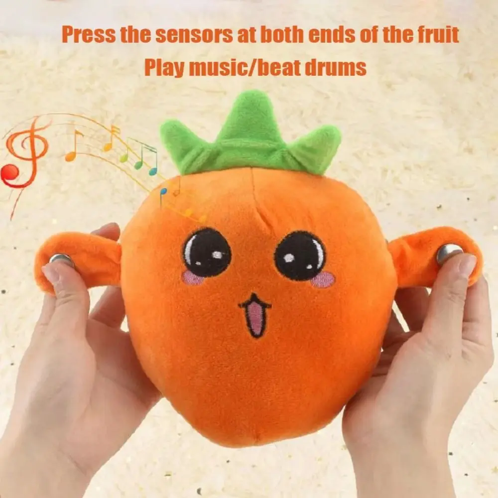 Creative Fruit Induction Metronome 15 Music Modes Cute Fruit Plush Toy Sensory Birthday Gifts Music Rhythm Stuffed Doll