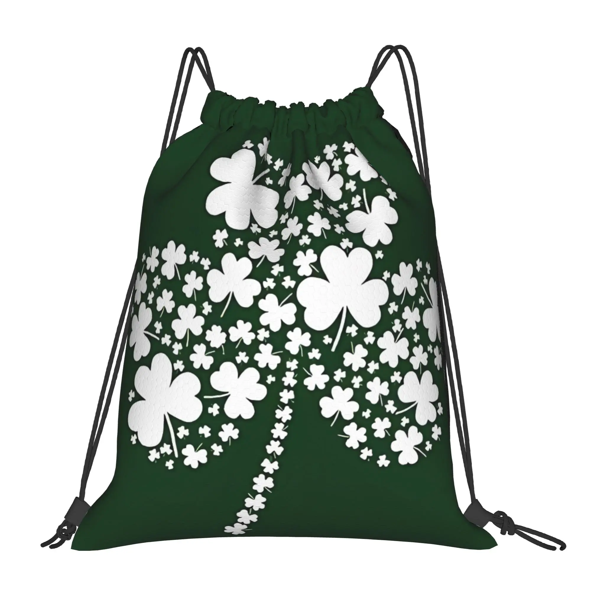 St Patricks Day Irish Shamrock Clover Portable Travel Riding Gym Drawstring Storage Sporty Backpacks