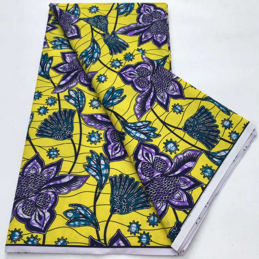 

Nigerian Prints Fabric Ghana Style Latest Polyester 2025 High Quality Real Ankara Wax Lace fabric 6 Yards for Women Party Dress