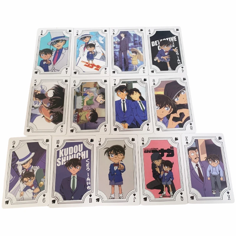 Detective Conan Playing Cards Anime Figure Conan Kawaii Collection Poker Cute HD Print Playing Card Kids Toys Puzzle Props Gifts