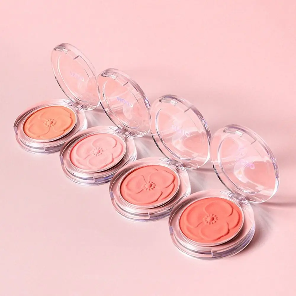 Camellia Flower Embossed Petals Blush Sweatproof Waterproof Pink Orange Tint Face Brightens Cheek Contour Velvet Matte Rouge