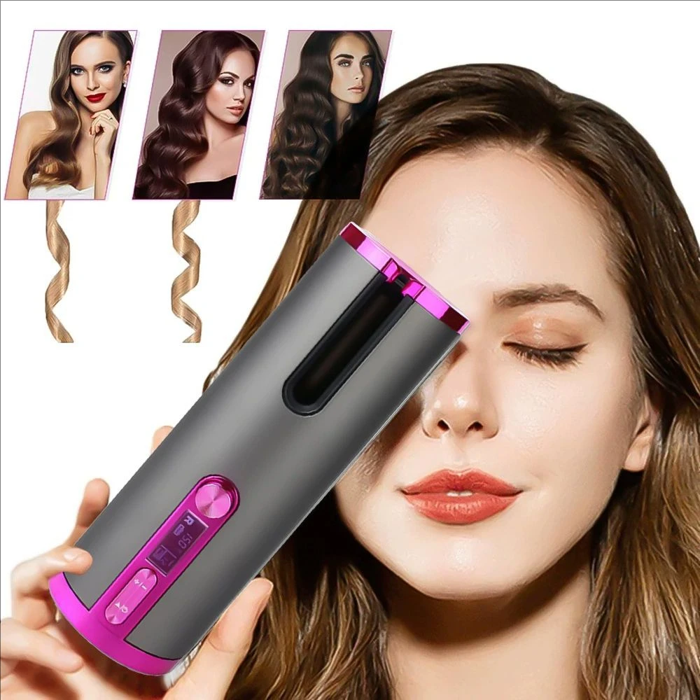 Hair Curler Cordless Automatic Rotating Hair Curler Curling Iron LED Display Temperature Adjustable Styling Tools Wave Styer