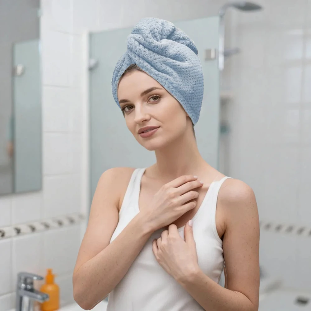 منشفة شعر جاف للنساء (غطاء شعر جاف) - صوف مرجاني ناعم من الألياف الدقيقة، لف الشعر، ماصة وسريعة الجفاف #4