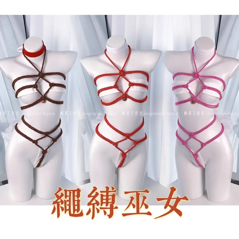 Womens Anime Psychic Cosplay Costumes Tie Uniform Japanese Kimono Witch Uniform Sexy Bikini Lingerie Set Halloween Costumes OA25