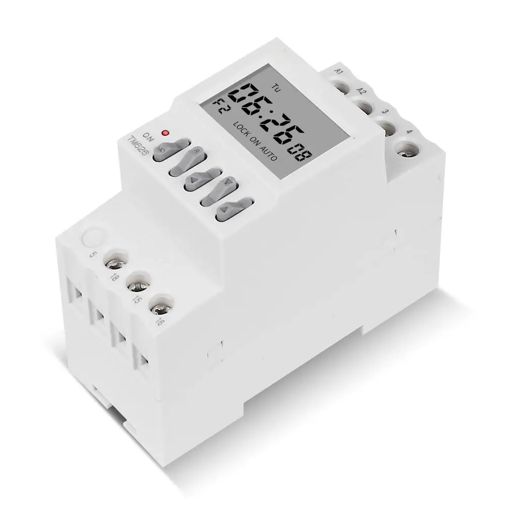 

7 Days Weekly Programmable Timer TM626 2 Channel Timer Switch 220V 2 Groups Output Separate Control 35mm Din Rail Installation