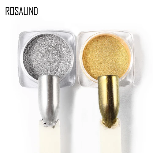 Imagen 2 del producto ROSALIND-polvo para uñas dorado y plateado, pigmento brillante en polvo, esmalte de Gel, espejo para manicura, decoraciones UV, uñas holográficas cromadas