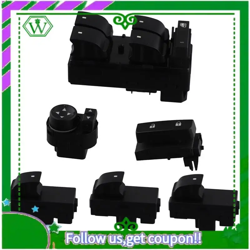 

AC34-6Pcs/Set Front Left Right Power Window Lifter Button Door Lock Mirror Control Switch For Chevy Silverado GMC Sierra