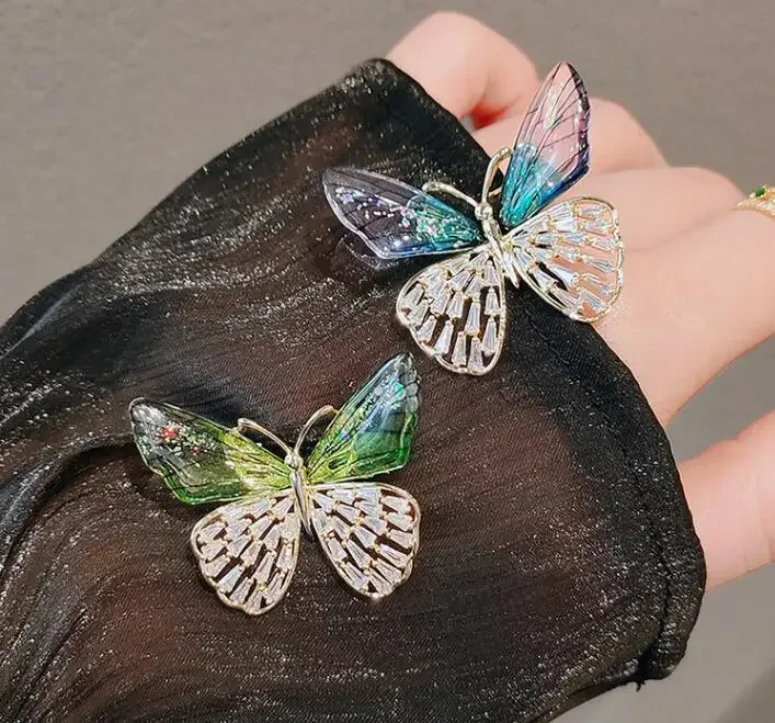 Rhinestone Butterfly Insect Brooch Women's Clothing Suit Pin Casual Business Office Accessories