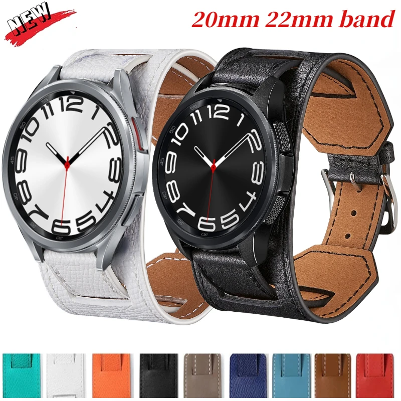 22mm 20mm Premium Leather Strap For Samsung Watch 6 5 4 Gear S3 Wristband Belt Huawei Watch 4/3/GT3-2 Pro Amazfit GTR/GTS 4 Band