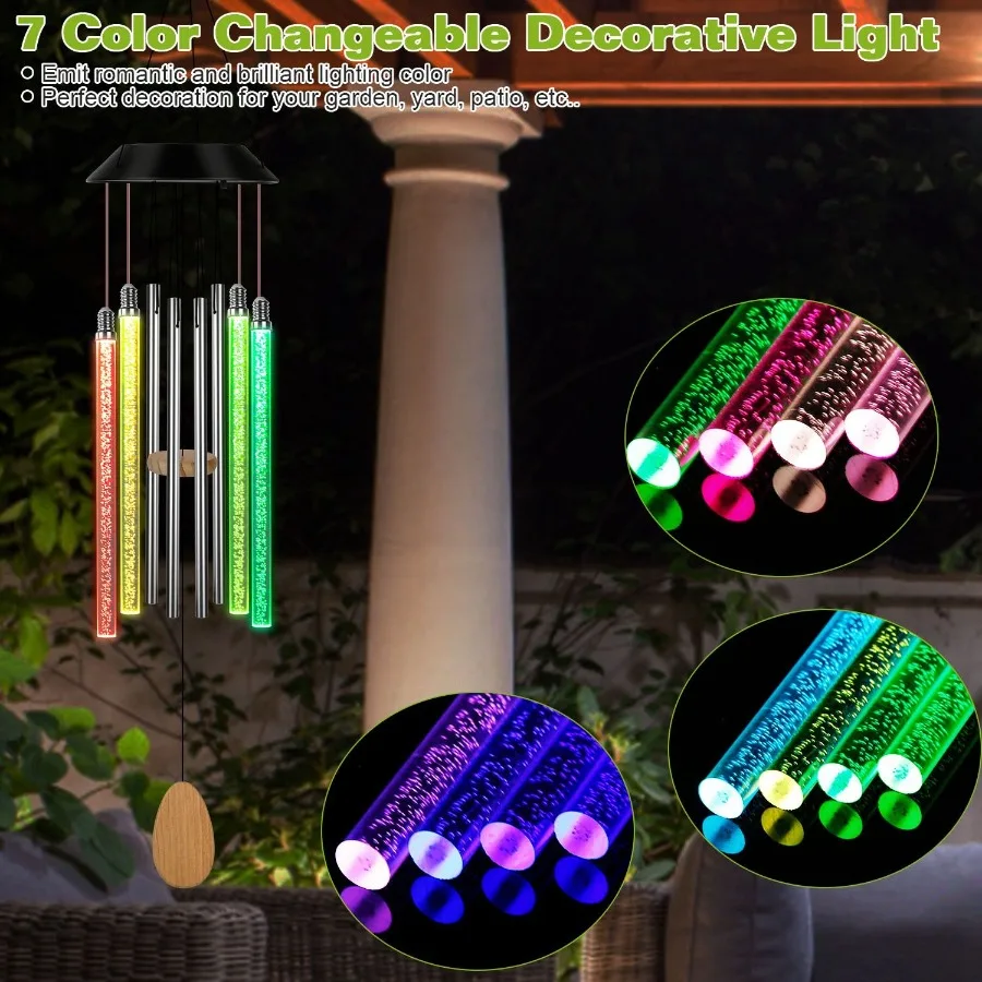 Solar Wind Chime Lights 7 Color Changing Drative Lamp IP65 Waterproof Hanging String Lights