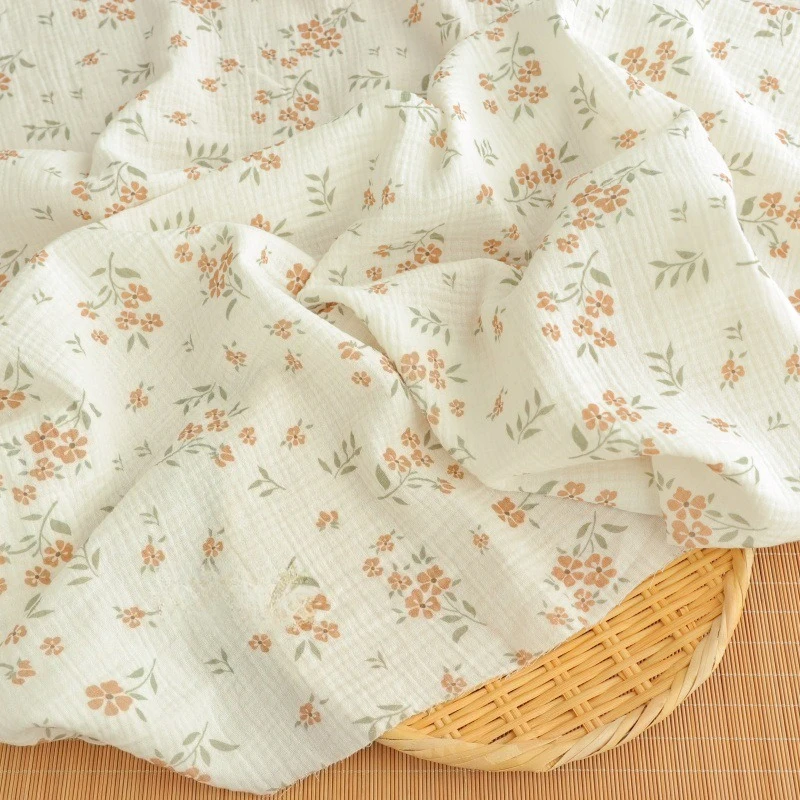 135x50 سنتيمتر طبقة مزدوجة نسيج القطن الشاش الأزهار طباعة كريب ملابس خاصة ملابس المنزل المواد جاهزة الأسهم الخياطة القماش