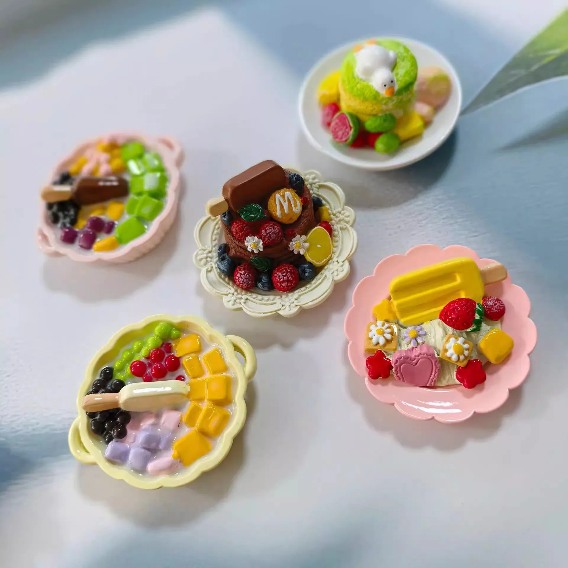 Blueberry Ice Cream Bread Handmade painted 3D Fridge Magnets Tourism Souvenirs Refrigerator Magnetic Stickers Gift