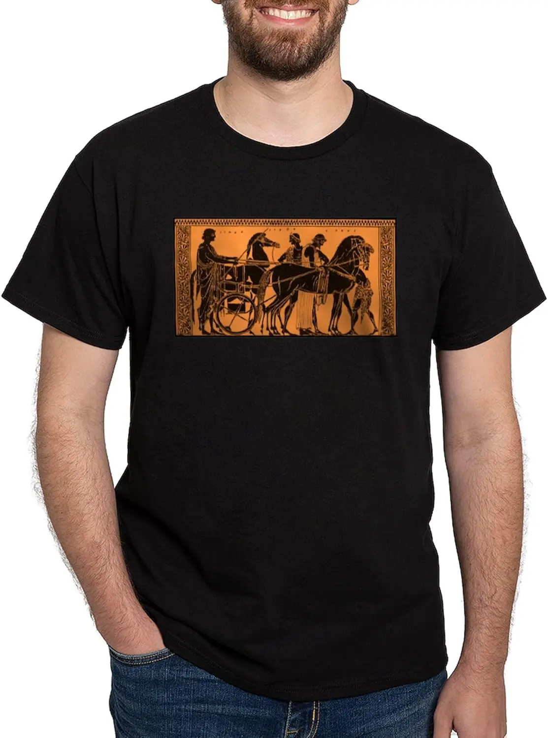 CafePress Ancient Greek Chariot Dark T Shirt Men's 100% Cotton, Classic Graphic Dark T-Shirt