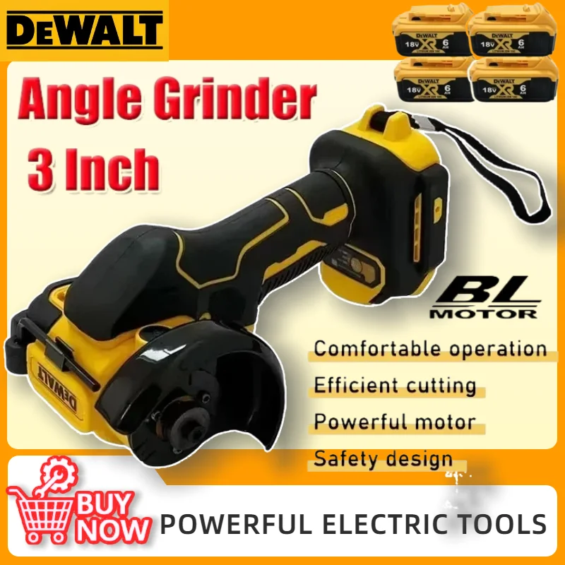 

Аккумуляторная мини-угловая шлифовальная машина DeWALT 3 дюйма, электрический инструмент для полировки и резки, совместим с аккумуляторами DeWALT 18В/20В