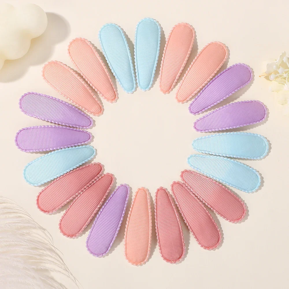 

80Pcs Random Color Water Drop BB Hair Clips for Girls Hair Bangs Solid Color Cloth Alloy Hairpin Kids Head Accessories
