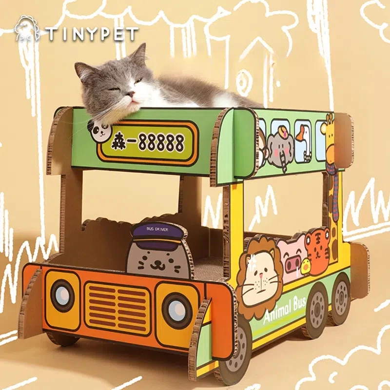 Bus shape Cat Scratching house Cardboard kitten Bed Cat Scratching Board Corrugated Paper cat scratcher