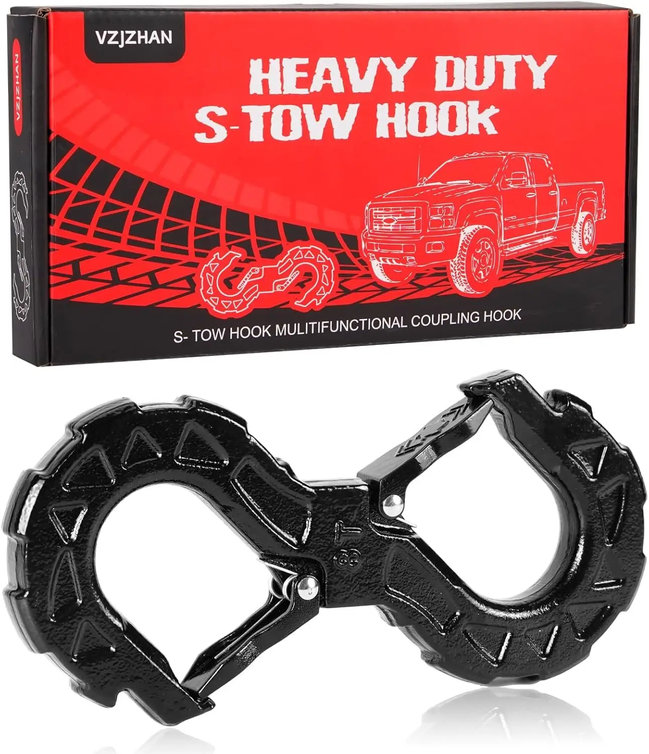 

3/8" G80 Heavy-Duty S-Hook Tow Shackle - 33,000 lbs Break Strength, 11,000 lbs Working Load for Trucks, SUVs, Trailers