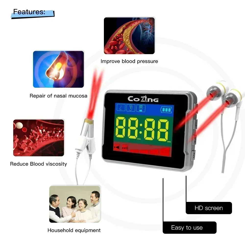 Laser Therapy 650nm Low Intensity For Hypertension Diabetes Cholesterol Headache Dizziness Treatment Laser Physiotherapy Watch