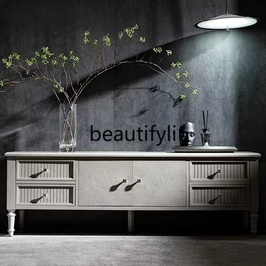 

A07 American light luxury rural solid wood TV cabinet simple audio-visual storage combination low cabinet