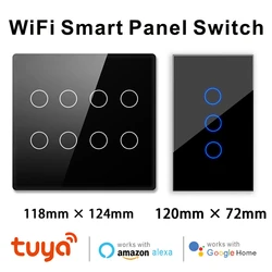 Interruptor de pared inteligente con Control por voz, dispositivo con Sensor táctil, luz LED, Alexa y Google Home, 4x4, tuya, WiFi, 4/6/8 Gang, Brasil, 100-240V