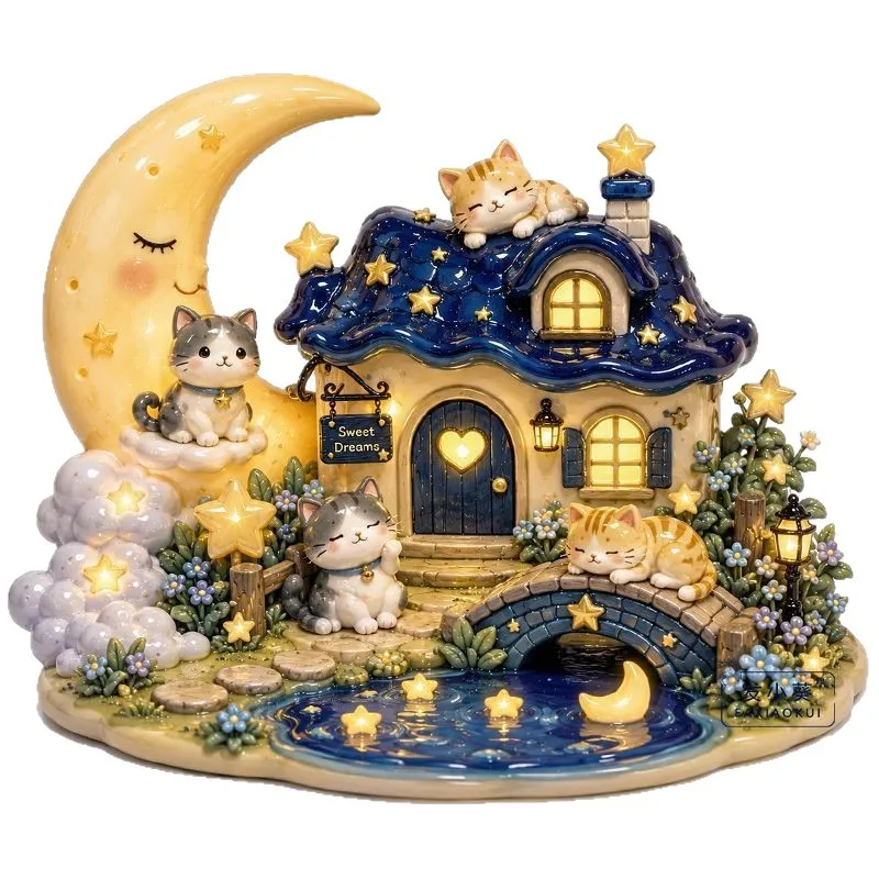 Cat Coffee Dessert Cart Resin Three-Dimensional Relief Refrigerator Sticker Personalized Creative Decoration High-End Magnetic