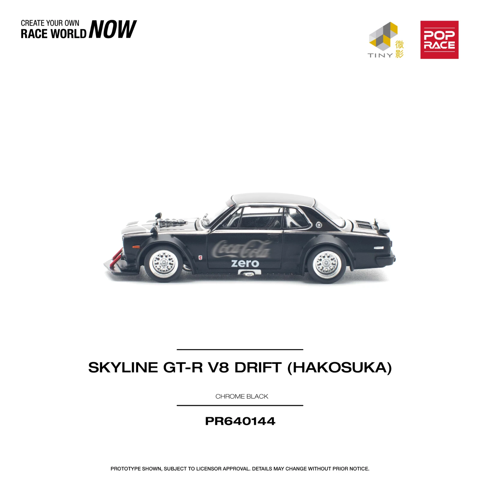 PreSale Pop Race 1:64 Skyline GTR KPGC10 Hakosuka V8 Drift Chrome Black Zero Diecast Diorama Car Model Toy