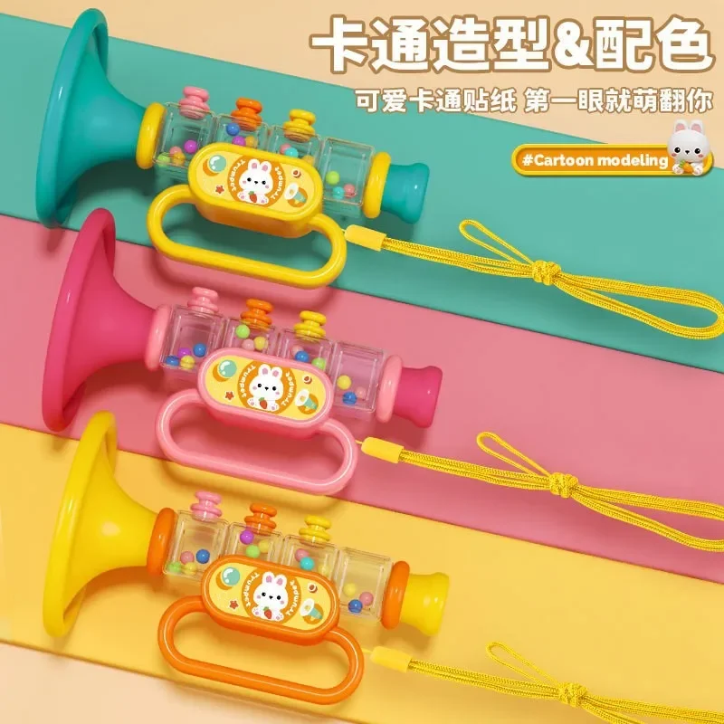 Cartoon Rabbit Trumpet Mini Multi Function Playable Musical Instrument Funny Early Educational Creative Learning Horn Toy