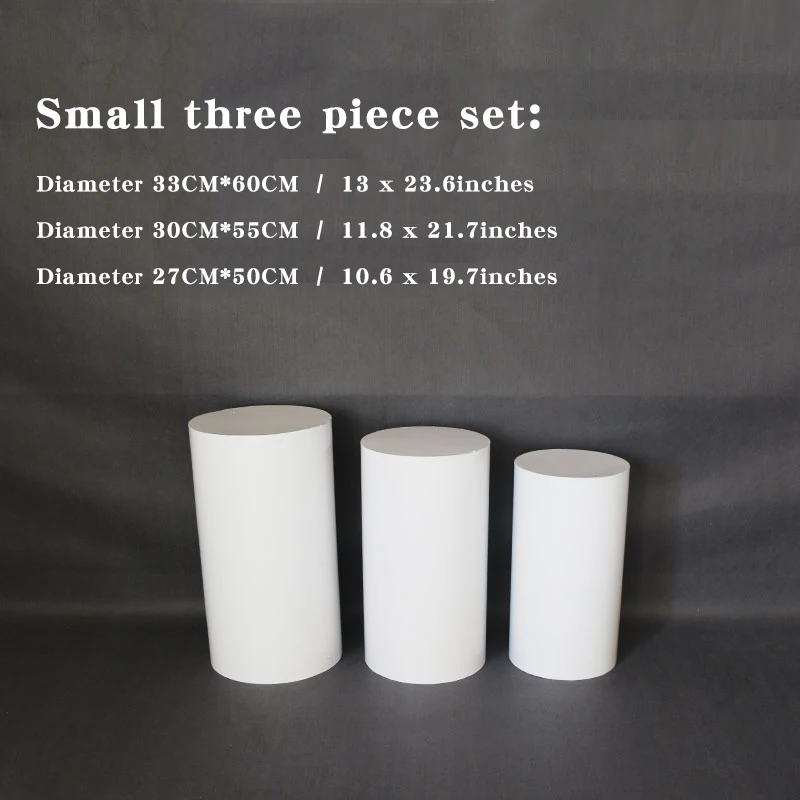 Hot 3/5pcs Ronde Cilinder Voetstuk Display Wit Goud Art Decor Cake Stand Plinten Pijlers voor DIY bruiloft Decoraties