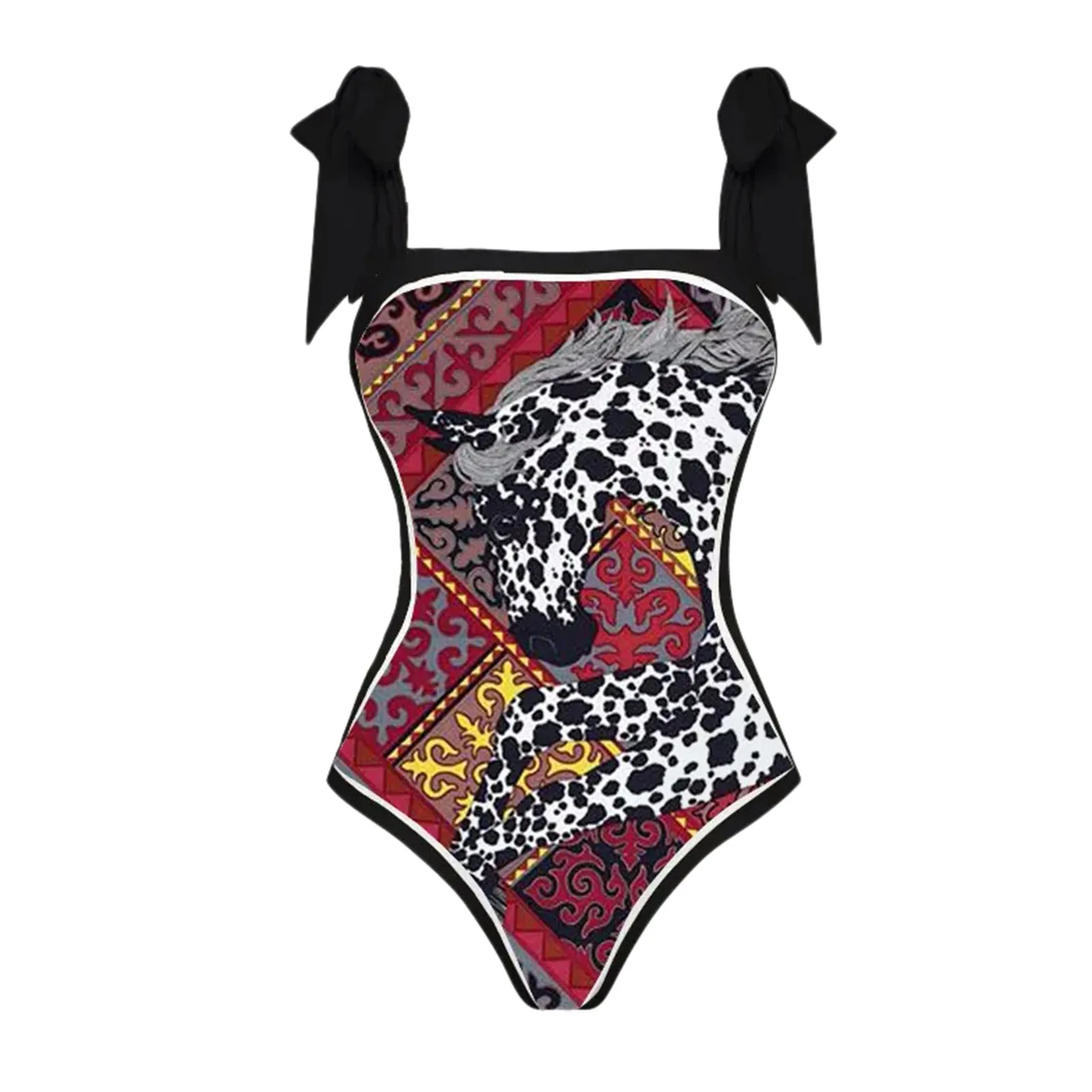 Vintage Print Women\'S Swimsuit Monokini Bikini 2 Piece Swimsuits Floral Print 1 Piece Swimwear+1 Piece Cover Up Two Piece Set