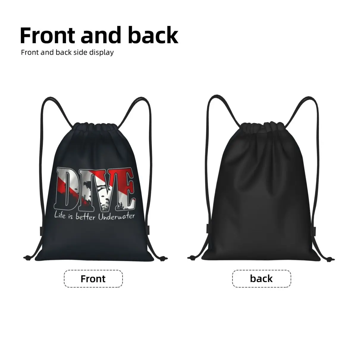 Scuba Diving Drawstring Bags Men Women Portable Gym Sports Sackpack Life is Better underwater Shopping Storage Backpacks