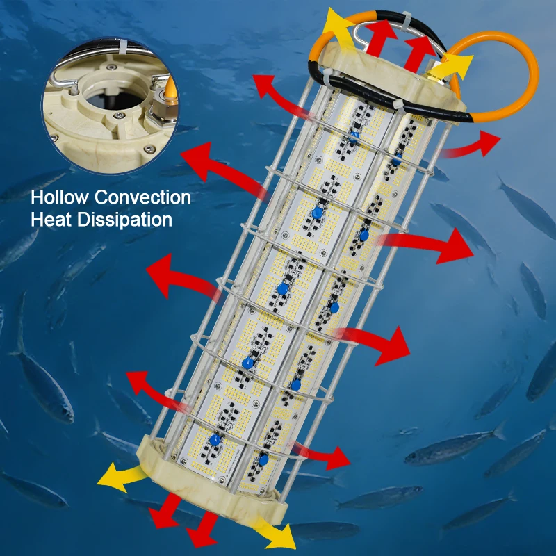 Professional sea fish diving light green 4800W fishing light equipment night light set