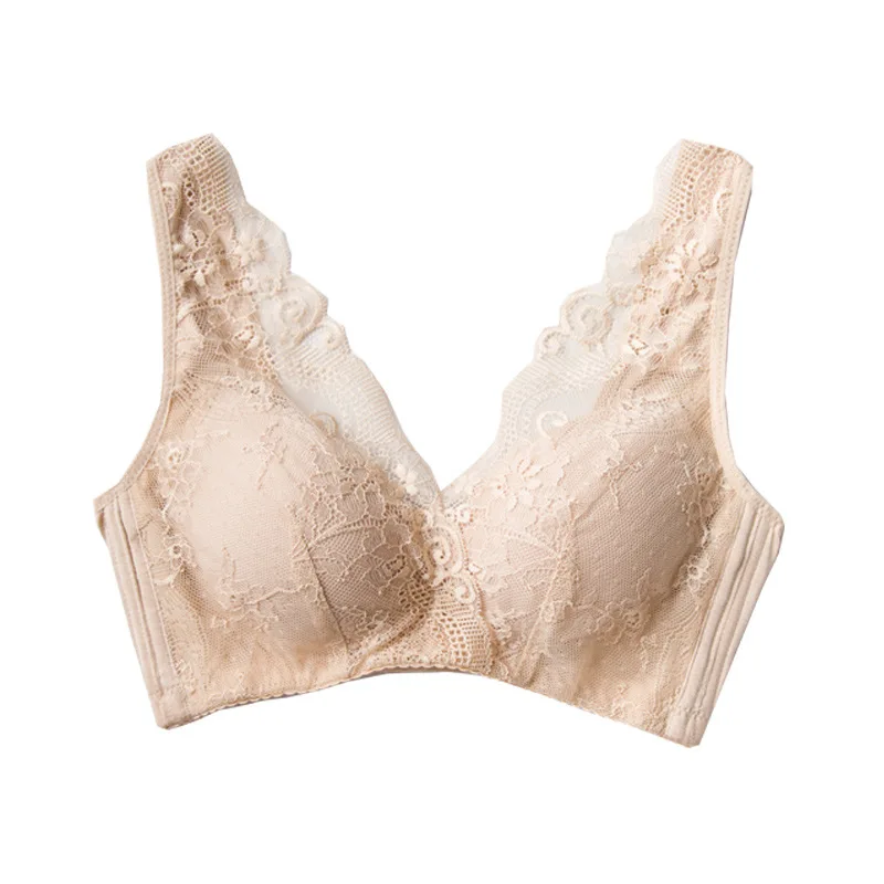 Women Seamless Bra Sexy No Steel Ring Real Silk Underwear Push Up Gathered Side Breast Anti-Sagging Backless Intimate Lingerie