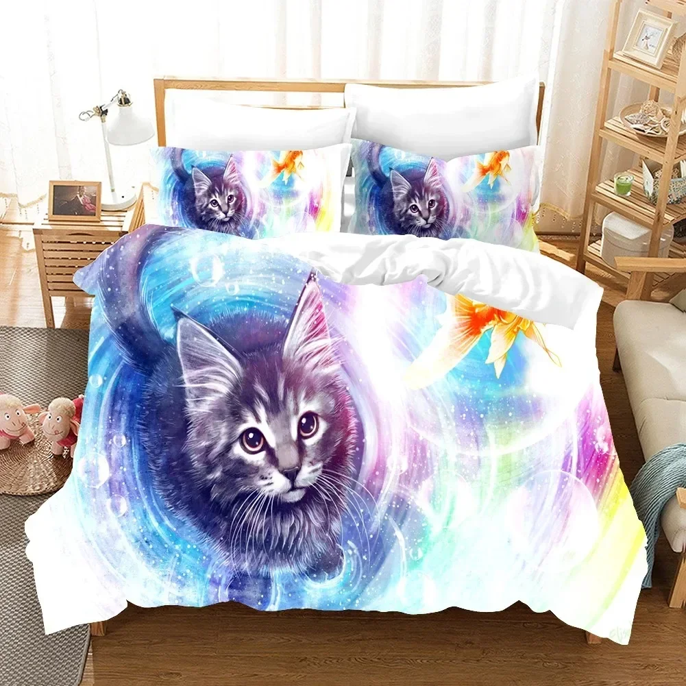 

Design Animal Black Cat Comfortable Duvet Quilt Cover Pillowcase Bedding Set Children Bedroom Decoration Home Textile