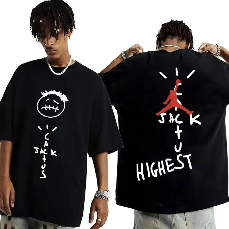 2026 New Brand Cactus Jack Letter Print T-Shirt Hip Hop Graphic T-shirt High-end Luxury Unisex Style Both of Men and Women