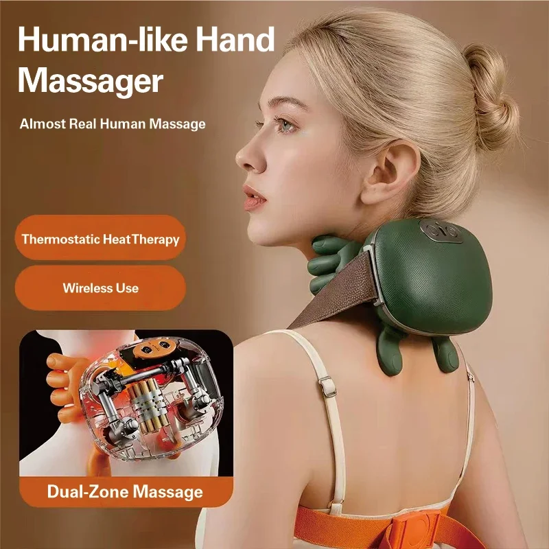 Wireless Bionic Finger Neck Shoulder Massager Cervical Trapezius Kneading Shawl Brushless Motor Neck Masajeador